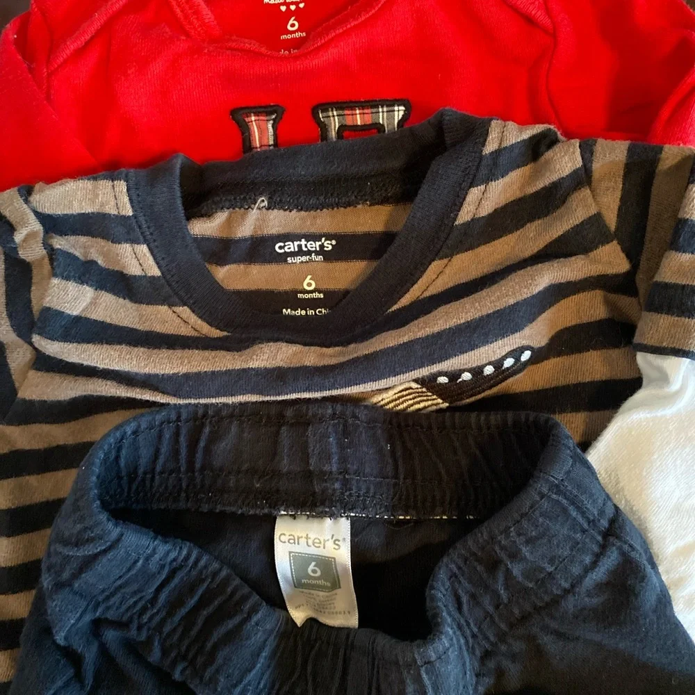Carters Bundle long sleeve red onesie long sleeve shirt & black pants Size 6M